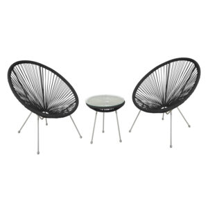 Rõdukomplekt COMO laud, 2 tooli, must