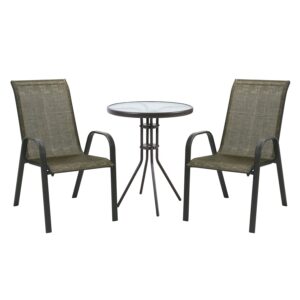 Aiamööblikomplekt DUBLIN laud ja 2 tooli, kuldpruun